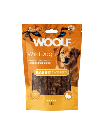 Woolf WildDog Twister – Tyggegodbid med Kanin & Oksehud – 100 g
