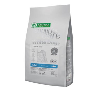 Nature's Protection White Dogs Adult Small Breed, HERRING - SMALL kibbles 