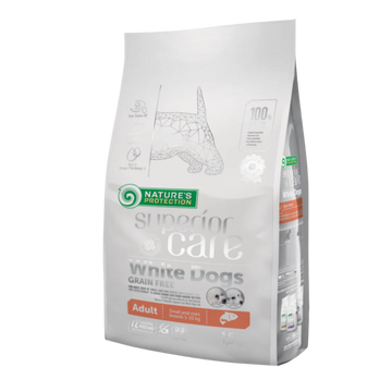 Nature's Protection White Dogs Adult Small Breed, SALMON - SMALL kibbles 