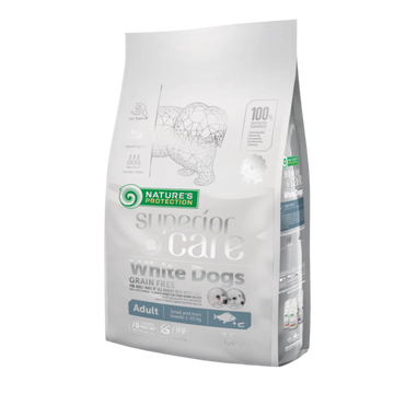 Nature's Protection White Dogs Adult Small Breed, WHITE FISH - SMALL kibbles 