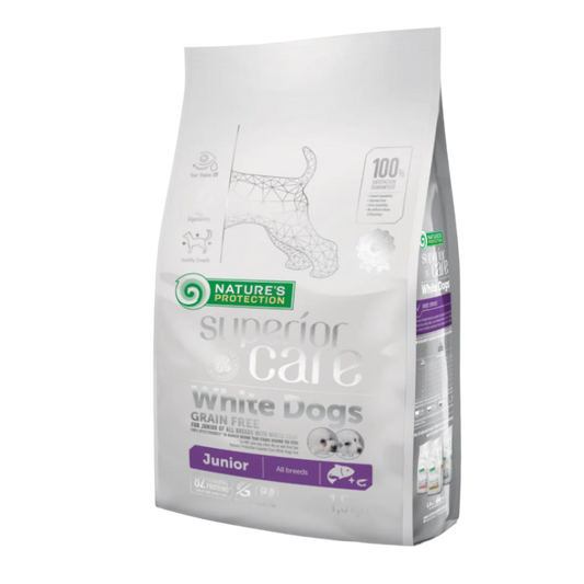 Nature's Protection White Dogs Junior - Laks - Alle Racer - Små Piller