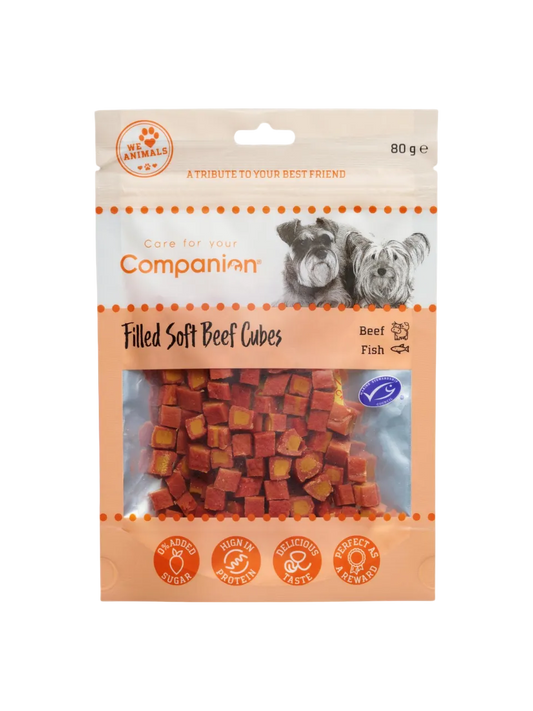 Companion Soft Beef Cubes Hundegodbidder med Oksekød, Laks & Torsk