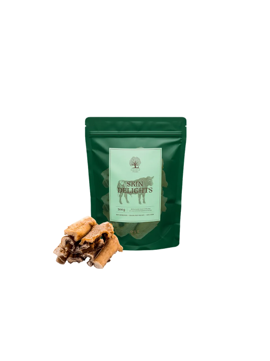 Essential Foods Beef Skin Delights Oksehud til Hunde – 5 stk.