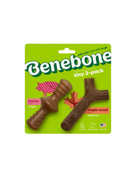 Benebone 2-Pack Maplestick & Zaggler Bacon – Tyggelegetøj til hunde