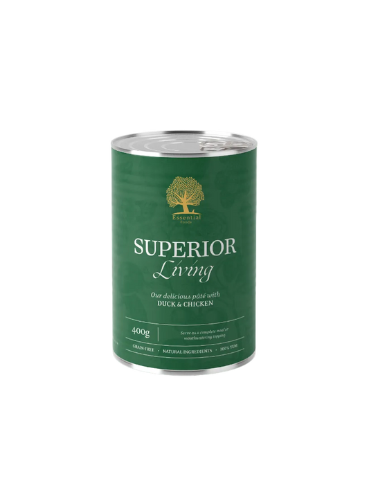 Essential Foods Superior Living Paté Vådfoder med And & Kylling til Hunde – 400 g