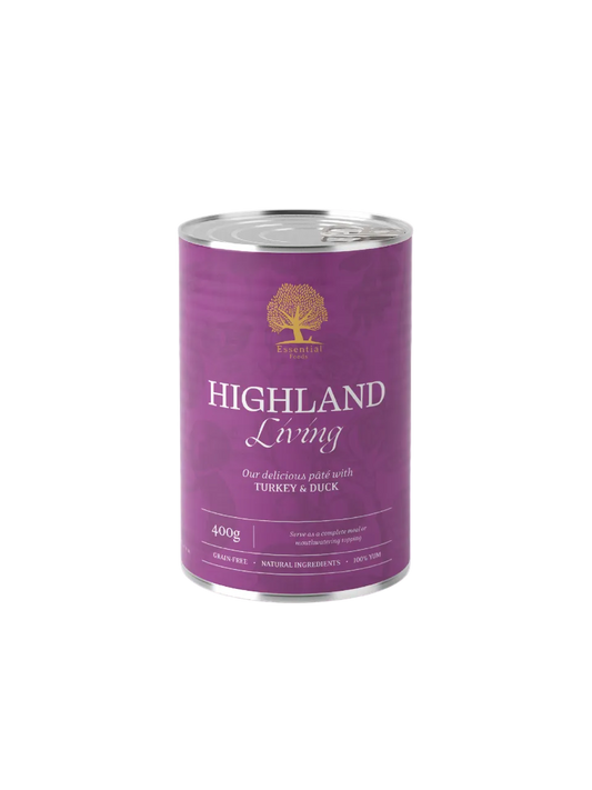 Essential Foods Highland Living Paté Vådfoder med And & Kalkun til Hunde – 400 g