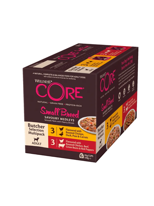 6 x CORE Savoury Medleys Small breed - Multipakke Kylling & Bøf