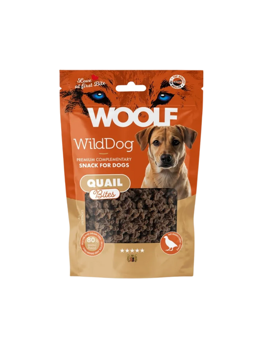 Woolf WildDog Soft Quail Bites – Bløde Godbidder med Vagtel – 100 g