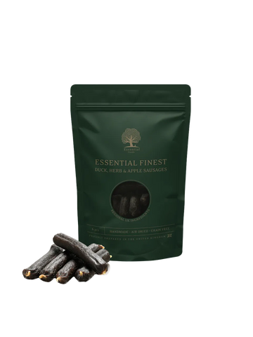 Essential Foods Finest Pølser Hundegodbidder med And, Urter & Æble – 6 stk.