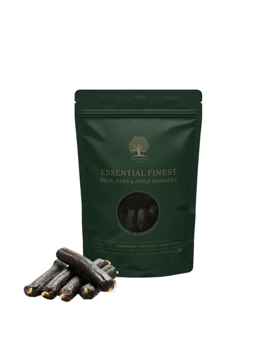 Essential Foods Finest Pølser Hundegodbidder med And, Urter & Æble – 6 stk.