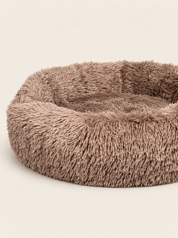 Luxuriöses Donut-Hundebett mit Reißverschluss und abnehmbarem Bezug von CBK in Dark Sand 