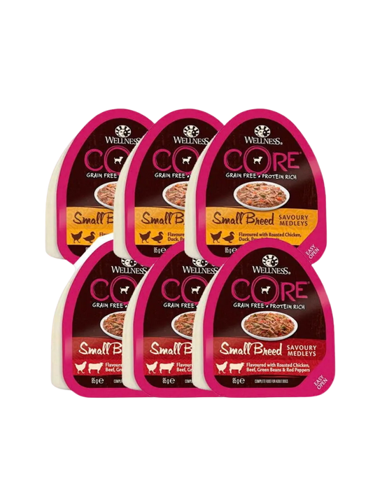 6 x CORE Savoury Medleys Small breed - Multipakke Kylling & Bøf