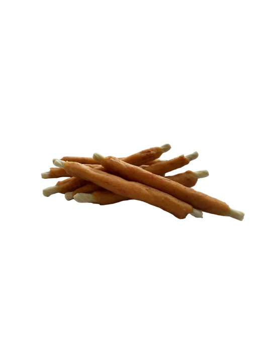 Woolf WildDog Ostrich Twister – Tyggegodbid med Struds & Oksehud – 100 g