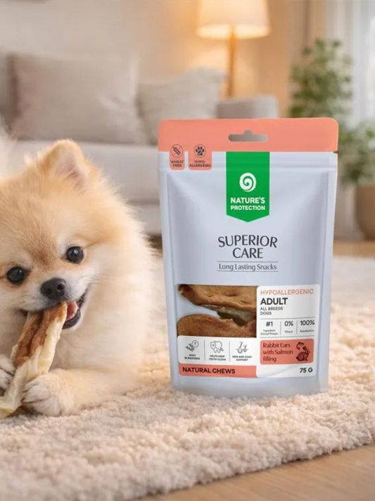 Nature’s Protection Kaninører med Laksefyld til Hunde – 75 g
