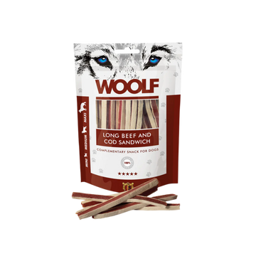 Woolf Long Sandwich Hundegodbidder med Oksekød & Torsk