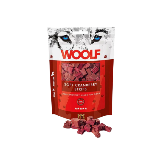 Woolf Soft Strips Hundegodbidder med Tranebær
