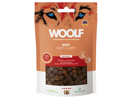 Woolf Soft Cubes Hundegodbidder med Bøf
