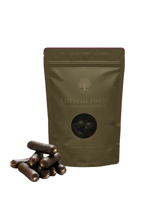 Essential Foods Finest Vildt & And Pølser Hundegodbidder – 8 stk.