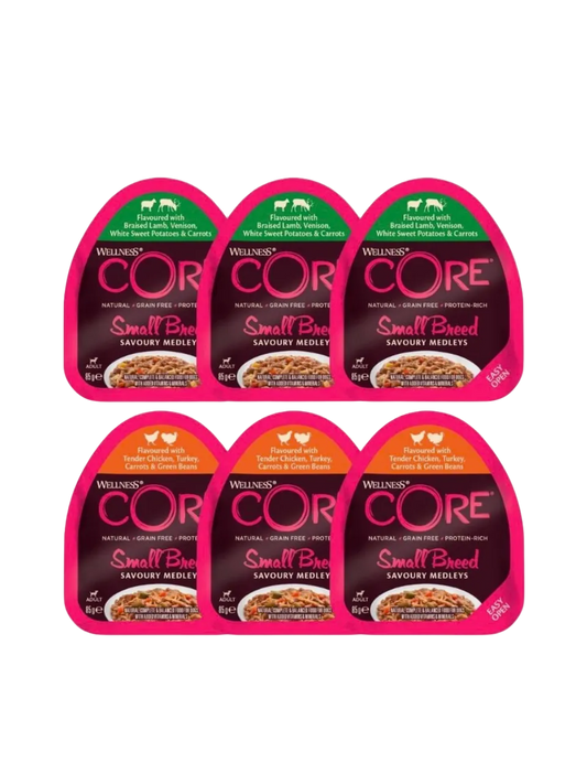 6 x CORE Savoury Medleys Small breed - Multipakke Kylling & Lam