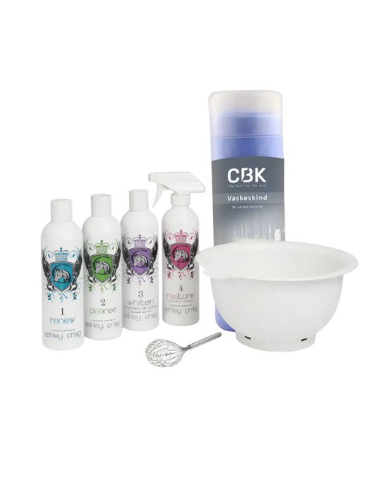 Ashley Craig Show Salon Spa Starterkit med Cleanse (2) til Hunde – 4 × 500 ml inkl. Skål & Piskeris
