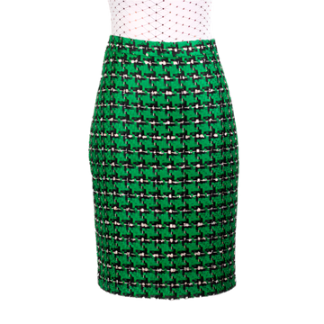 CBK-Anzug, Chanel-Look-Rock – grünes Ekose-Muster