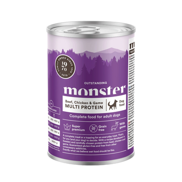 Monster Vådfoder Multi Protein Bøf, Hjort & Kylling 400 gram multi protein beef, chicken & game