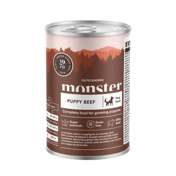Monster Vådfoder Hvalp Bøf 400g