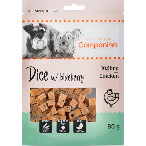 Companion Dice Hundegodbidder med Kylling & Blåbær