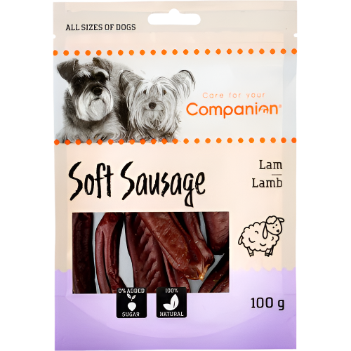 Companion Tørret Pølse Hundegodbid med Lam – 100 g