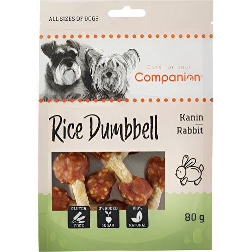 Companion Rice Dumbbell Hundegodbidder med Kanin