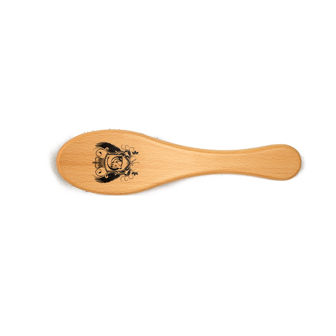 Stor børste, 100% Boar Bristle Greyhound børste, By Ashley Craig set fra bagsiden med logo - GroomUs