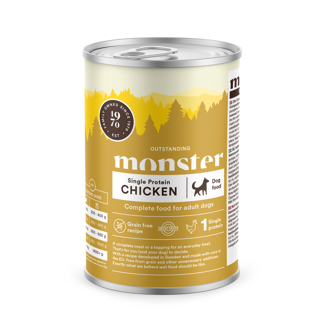 MONSTER vådfoder 400 gram Single Protein Chicken fra GroomUs