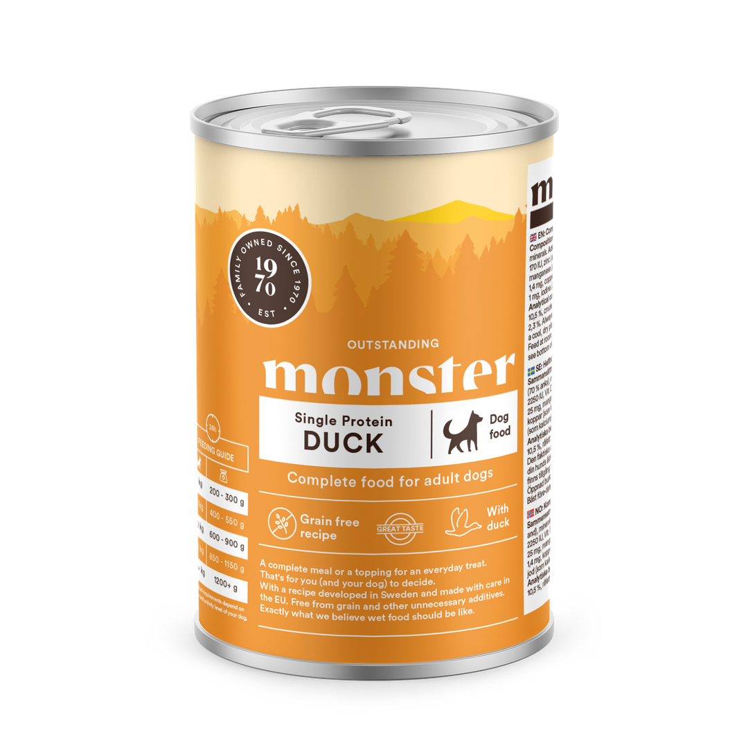 Monster vådfoder 400 gram Single Protein Duck fra GroomUs